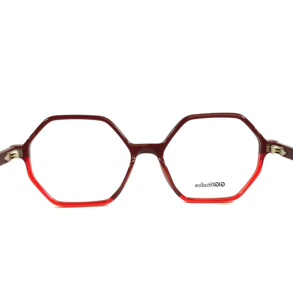 Gigi Studios Eyeglasses Frames ZOE 6603/0 Red Heptagonal Full Rim 50-15-135